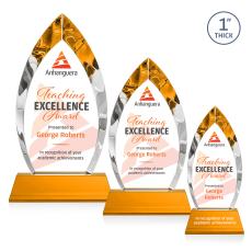 Marinello Full Color Amber on Base Peaks Crystal Award - Full Color Imprint