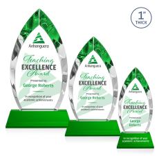 Marinello Full Color Green on Base Peaks Crystal Award - Full Color Imprint