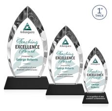 Marinello Full Color Black on Base Peaks Crystal Award - Full Color Imprint