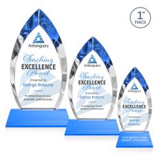 Marinello Full Color Sky Blue on Base Peaks Crystal Award - Full Color Imprint