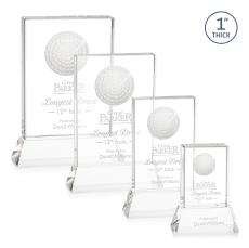 Pennington Golf Clear on Base Rectangle Crystal Award - Awards and Trophies