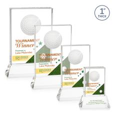 Pennington Golf Full Color Clear on Base Rectangle Crystal Award - Awards and Trophies