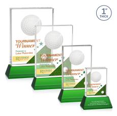 Pennington Golf Full Color Green on Base Rectangle Crystal Award - Awards and Trophies