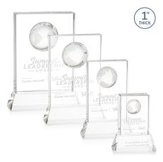 Ambassador Globe Clear on Base Rectangle Crystal Award - Awards and Trophies