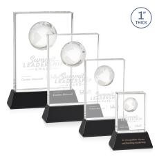 Ambassador Globe Black on Base Rectangle Crystal Award - Awards and Trophies