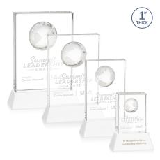 Ambassador Globe White on Base Rectangle Crystal Award - Awards and Trophies
