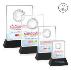 Ambassador Full Color Black on Base Rectangle Crystal Award - Awards and Trophies