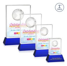 Ambassador Full Color Blue on Base Rectangle Crystal Award - Awards and Trophies