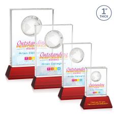 Ambassador Full Color Red on Base Rectangle Crystal Award - Awards and Trophies