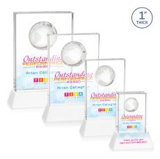 Ambassador Full Color White on Base Rectangle Crystal Award - Awards and Trophies