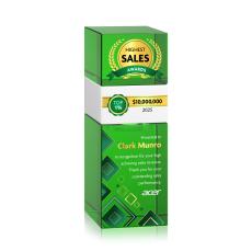 Tofino Stacker Full Color Green Towers Crystal Award - Full Color Imprint