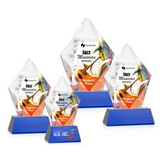 Devron Full Color Blue on Base Polygon Crystal Award - Awards and Trophies