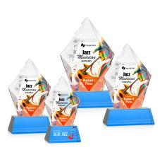 Devron Full Color Sky Blue on Base Polygon Crystal Award - Awards and Trophies