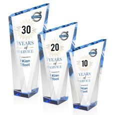 Plymouth Full Color Blue Peaks Crystal Award - Awards and Trophies