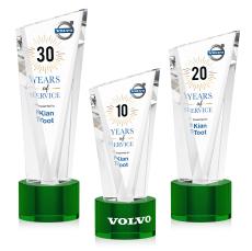Plymouth Full Color Green on Marvel Base Peaks Crystal Award - Awards and Trophies