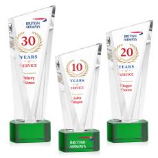 Plymouth Full Color Green on Paragon Base Peaks Crystal Award - Awards and Trophies