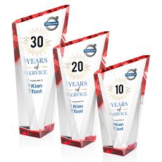 Plymouth Full Color Red Peaks Crystal Award - Awards and Trophies