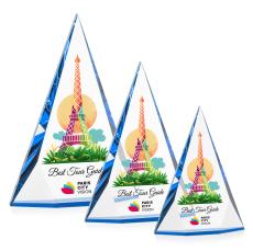 Rochester Full Color Blue Pyramid Crystal Award - Crystal Awards