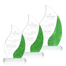 Oakley Green Flame Crystal Award - Crystal Awards