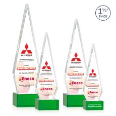 Springfield Full Color Green on Hancock Base Diamond Crystal Award - Full Color Imprint