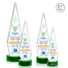Springfield Full Color Green on Stanrich Base Diamond Crystal Award - Full Color Imprint