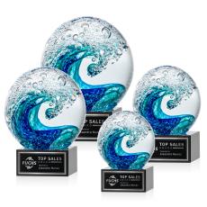 Surfside Black on Hancock Base Globe Glass Award - Awards and Trophies