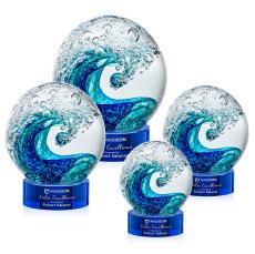 Surfside Blue on Stanrich Base Globe Glass Award - Awards and Trophies