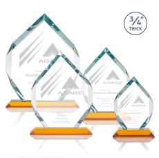 Royal Diamond Amber Polygon Crystal Award - Awards and Trophies