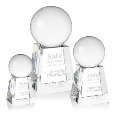 Crystal Ball Globe on Tall Base Crystal Award - Awards and Trophies