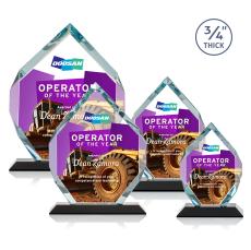 Royal Diamond Full Color Black Polygon Crystal Award - Full Color Imprint