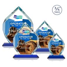 Royal Diamond Full Color Blue Polygon Crystal Award - Full Color Imprint