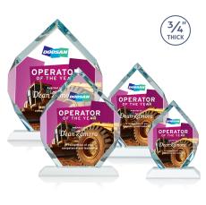 Royal Diamond Full Color White Polygon Crystal Award - Full Color Imprint