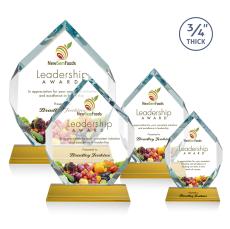 Royal Diamond Full Color Amber on Newhaven Polygon Crystal Award - Full Color Imprint