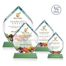 Royal Diamond Full Color Green on Newhaven Polygon Crystal Award - Full Color Imprint
