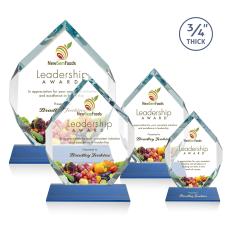 Royal Diamond Full Color Blue on Newhaven Polygon Crystal Award - Full Color Imprint