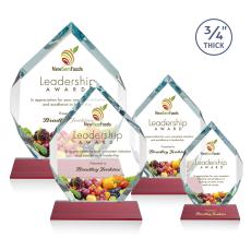 Royal Diamond Full Color Red on Newhaven Polygon Crystal Award - Full Color Imprint