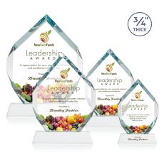 Royal Diamond Full Color White on Newhaven Polygon Crystal Award - Full Color Imprint