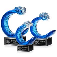 Oceana Black on Hancock Base Circle Glass Award - Crystal Awards