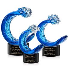 Oceana Black on Marvel Base Circle Glass Award - Crystal Awards
