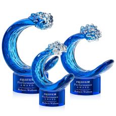 Oceana Blue on Marvel Base Circle Glass Award - Crystal Awards
