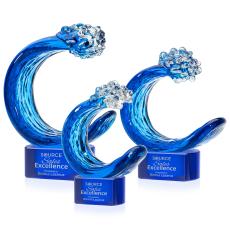 Oceana Blue on Paragon Base Circle Glass Award - Crystal Awards