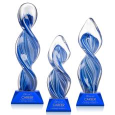 Bonavista Blue on Sheffield Base Unique Glass Award - Glass Awards