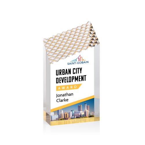 Awards and Trophies - Acrylic Awards - Paluzzi Full Color Gold Peaks Acrylic Award