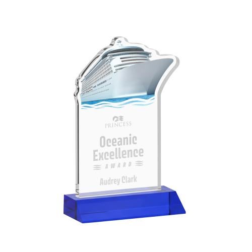 Awards and Trophies - Crystal Awards - Voyager Blue Unique Crystal Award