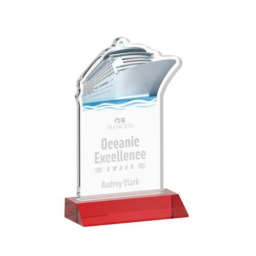 Awards and Trophies - Crystal Awards - Voyager Red Unique Crystal Award