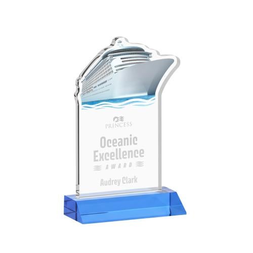 Awards and Trophies - Crystal Awards - Voyager Sky Blue Unique Crystal Award