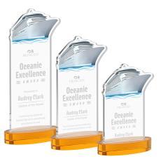 Voyager Amber on Alberton Base Unique Crystal Award - Awards and Trophies