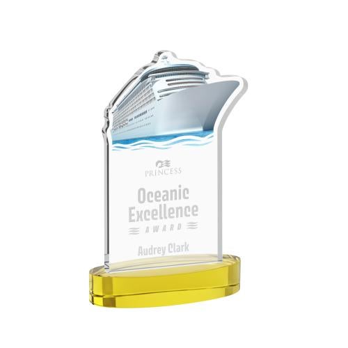 Awards and Trophies - Crystal Awards - Voyager Gold on Alberton Base Unique Crystal Award