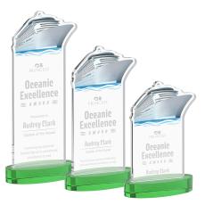 Voyager Green on Alberton Base Unique Crystal Award - Awards and Trophies