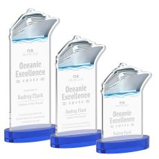 Voyager Blue on Alberton Base Unique Crystal Award - Awards and Trophies